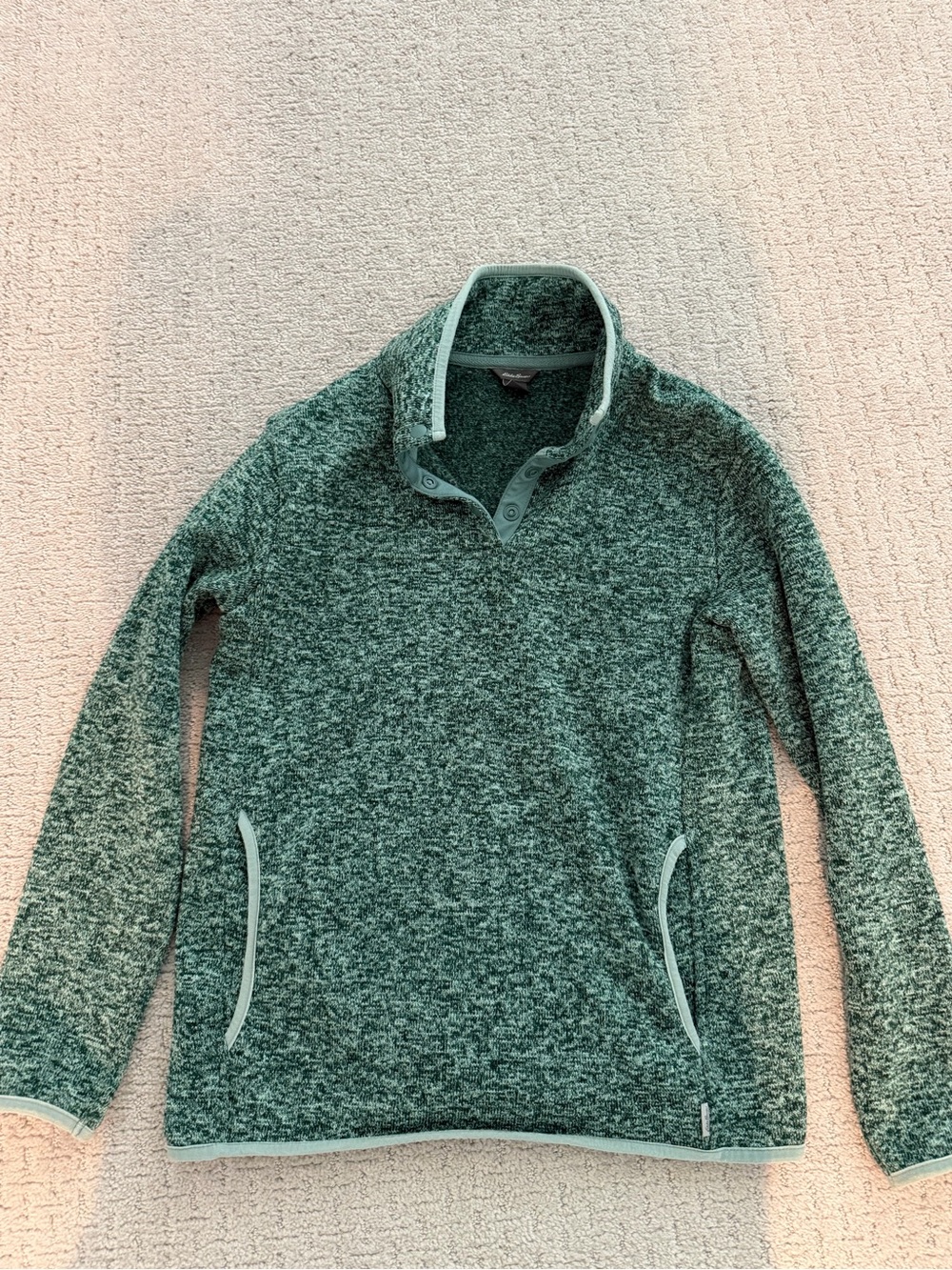 Eddie Bauer Women’s Green Quarter-Snap Pullover Sweater in Green -size PS